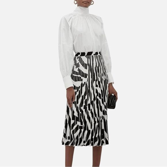 Proenza Schouler Pleated High Neck Blouse Small Cotton Poplin White Long Sleeve - Picture 3 of 16